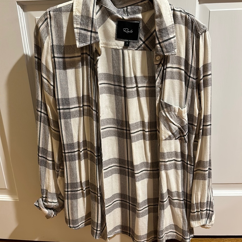 Rails flannel grey/white size S